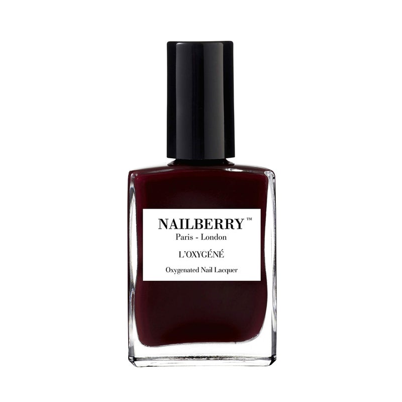 Nailberry L'OxygÃ©nÃ© Oxygenated Nail Lacquer | Noirberry | Deep Red Black Opaque Nail Polish | UV Protected Long-Wear Nail Polish | 12-Free | Vegan | Certified Halal | Cruelty & Gluten Free | 15 ml - Image 1